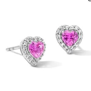 Peoples Jewellers Pink & White Lab-Created Sapphire Heart Stud Earrings